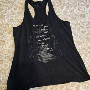 Nietzche Abyss Quote Black Graphic Tank Top